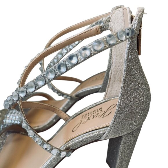 Jewel By Badgley Mischka Owen Glitter Heels Rhinestone Wedding Glam Shoe Size 6 - Picture 7 of 15